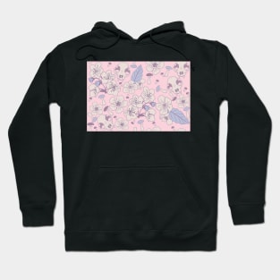 Cat Skulls and Mushrooms on Light Pink Hoodie